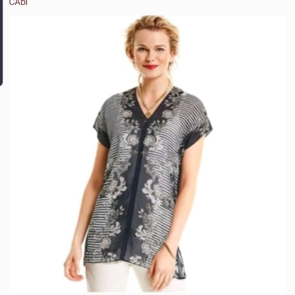 CAbi Popover Sheer Blouse Size S